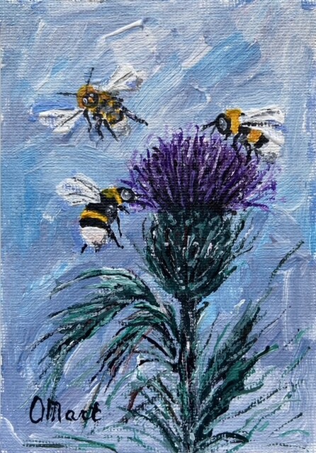 Original Painting Bumblebee Painting Honey Bee Impasto Oil Painting gallery