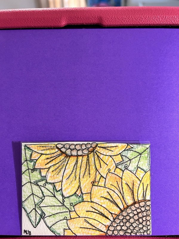 ACEO Art Card Original’ Sunflowers In The Pasture
