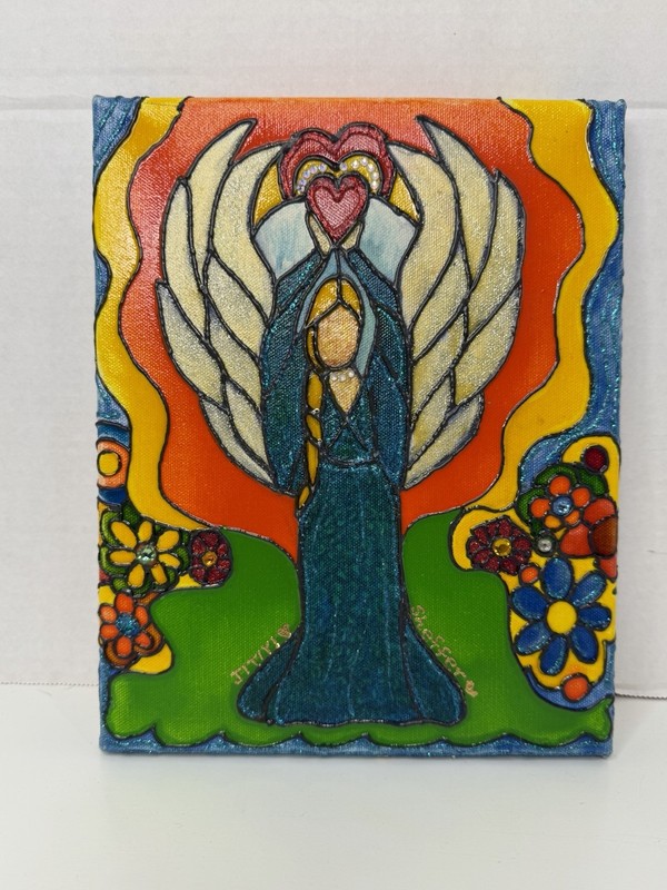 Oil Painting Impasto Angel Art Textured Celestial Wall Decor Susan Sheffer gallery