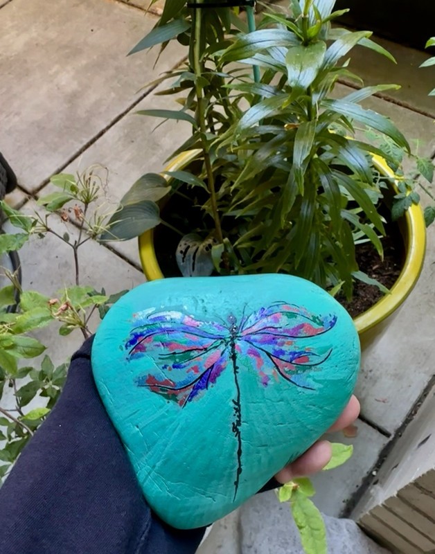 Dragonfly With “faith” In Body in Acrylic Hand Painted On a “rock” gallery