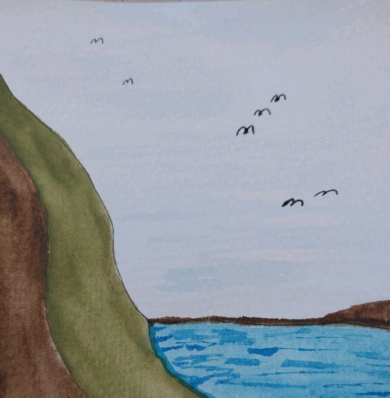 GAT ORIGINAL Watercolor PAINTING WHIMSICAL Animal 5×7 Birds Landscape ART