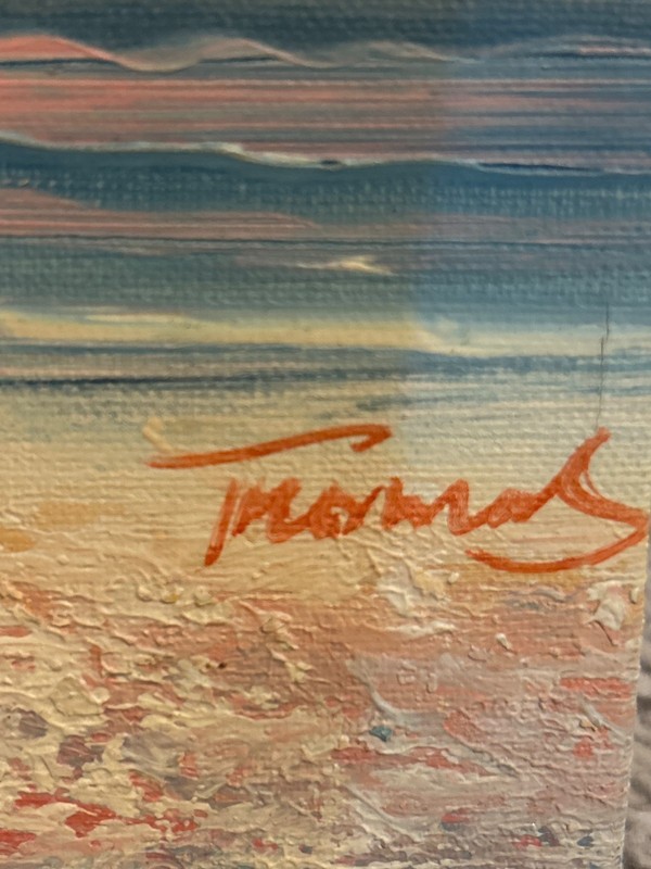 Small Beach Painting signed Trombly 10x9 gallery