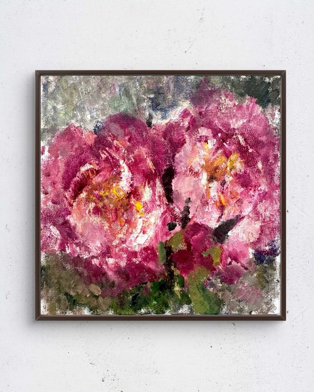 Peonies 6×6 Oil Painting Floral Fine Art Home Interior