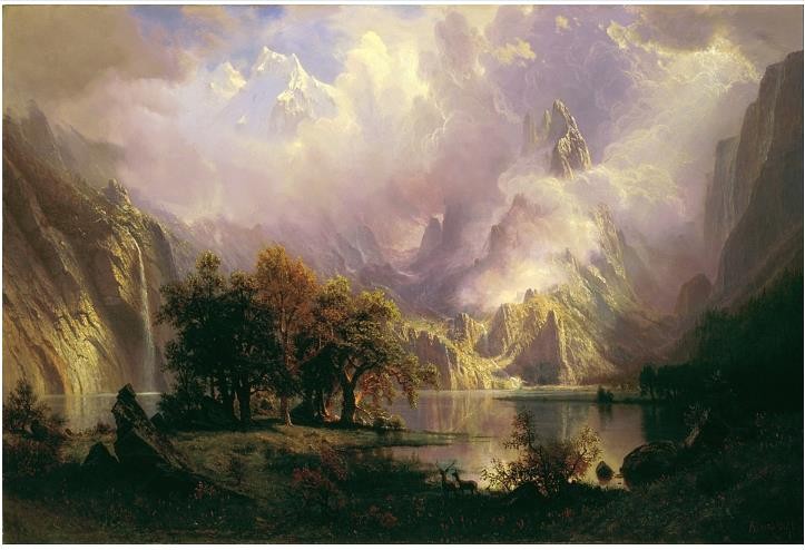 Art Giclee Printed Oil Painting Albert Bierstadt: Rocky Mountain Landscape Canva