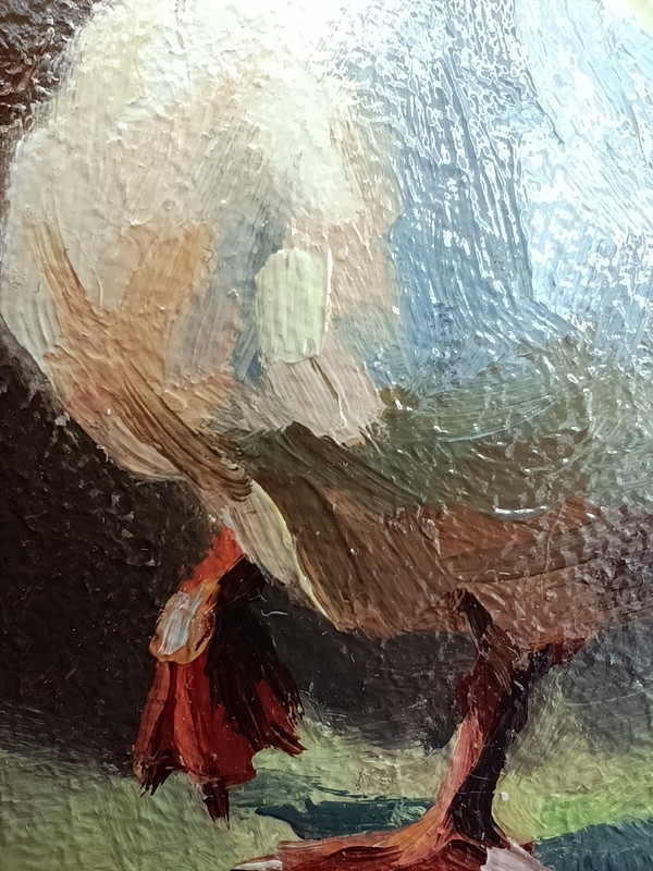 White Goose Original Oil Painting 4x4 Framed Signed Cute Goose Duck Animal Art gallery