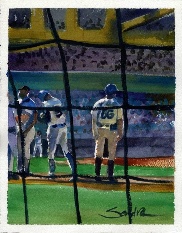 Baseline Seats [Dodgers-Braves] : Sandra Watercolors™ : ORIGINAL PAINTING