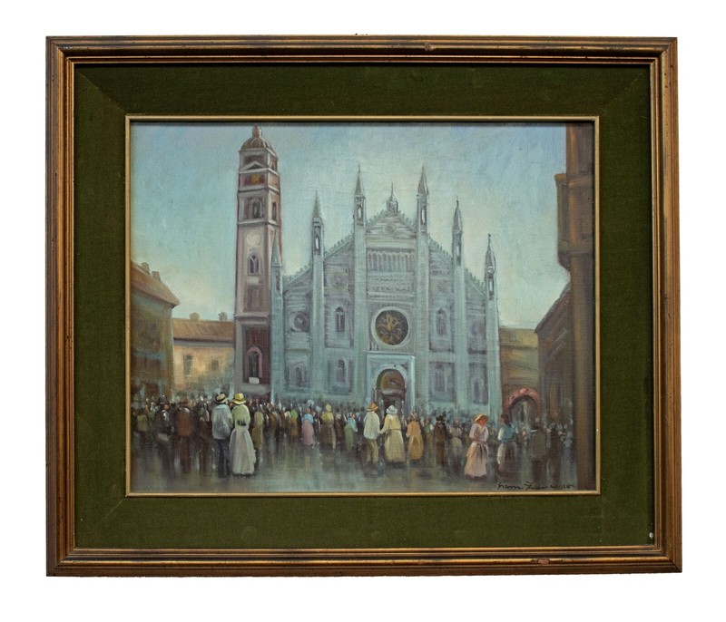 Oil painting on canvas «The Cathedral of Monza» by Francesco Grassi