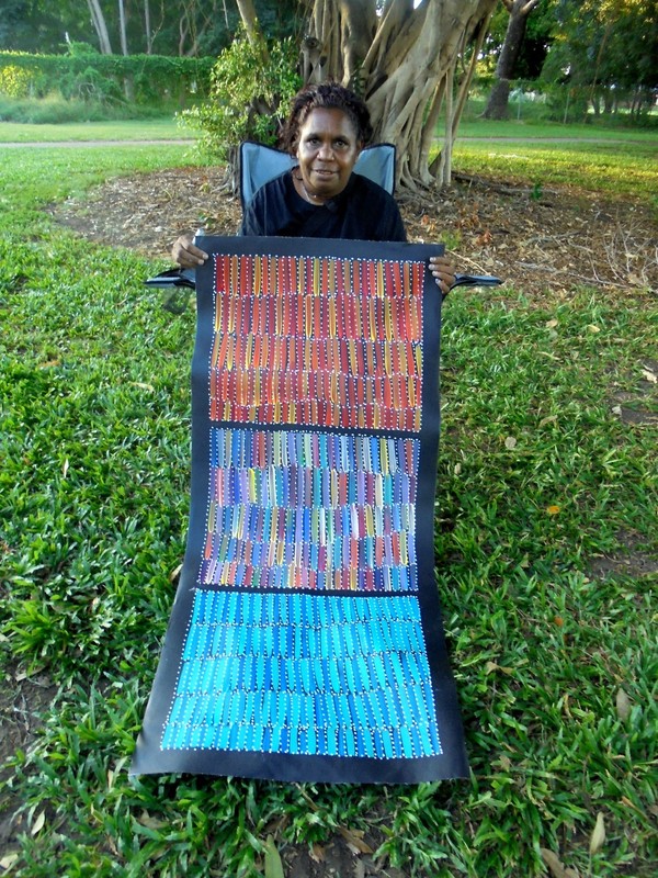 SELINA NUMINA 130 x 60 cm Original Aboriginal Painting. Bush Yam gallery