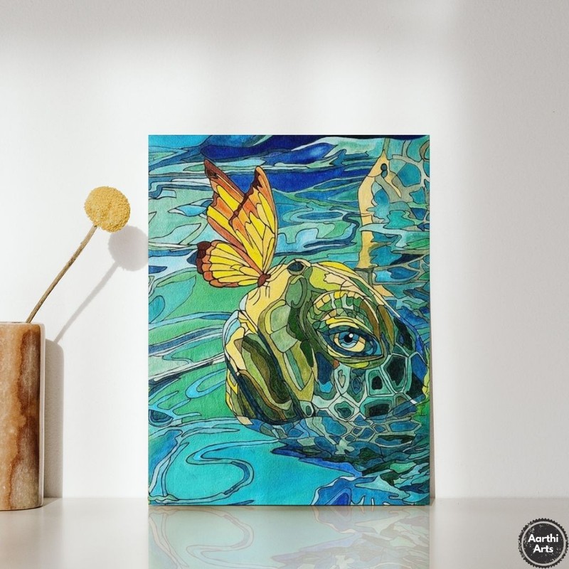 Original hand painted canvas oil paintings – Turtle | Butterfly | Sea Painting