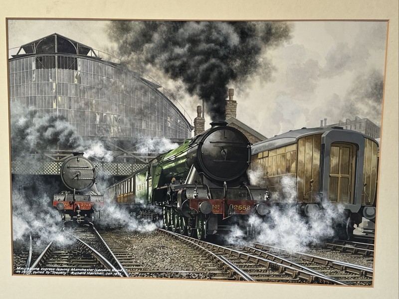 VINTAGE TRAIN PAINTING RAILROAD REALISTIC REALISM ILLUSTRATION ORIGINAL MARSHALL