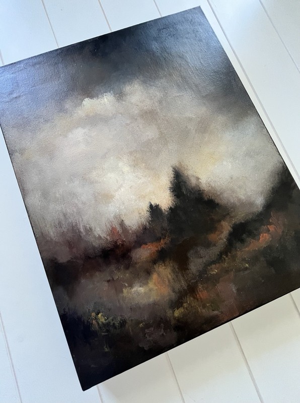 Original Abstract Landscape Painting 16x20 Canvas Modern Moody Tonalist gallery
