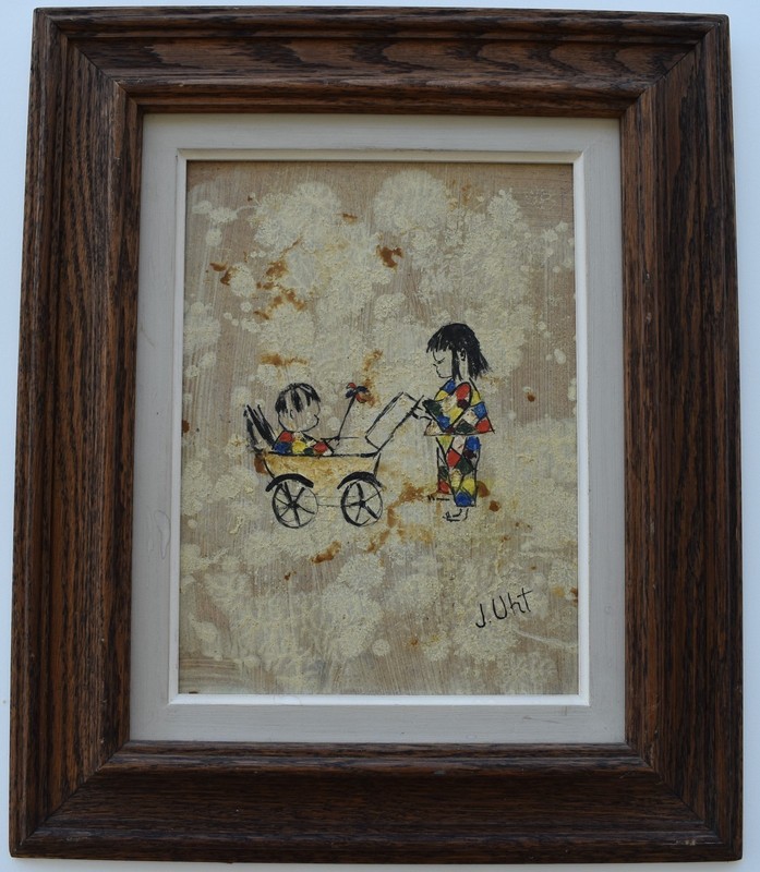 John Uht Original Vintage Oil Painting Children Kids Dayton Ohio Dorset England