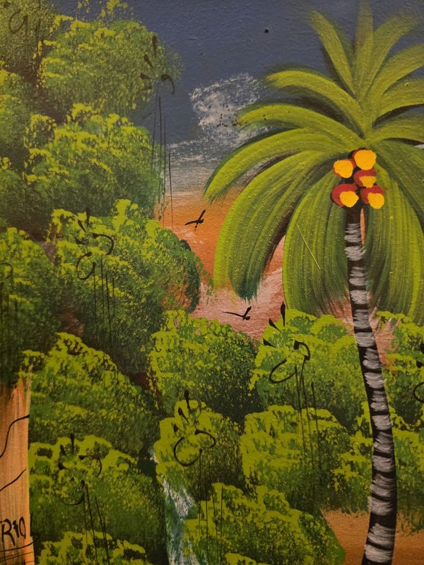 ORIGINAL HAITIAN PRIMITIVE ART Oil Painting on Canvas Signed By Artist gallery