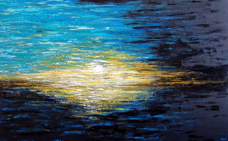 Original Seascape painting «When the Dusk is Coming»,48x30x1.5″