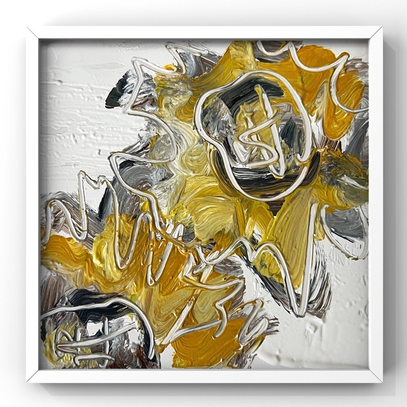 Sicily Sunflower Garden Abstract Floral Painting Mediterranean Wall Art Framed
