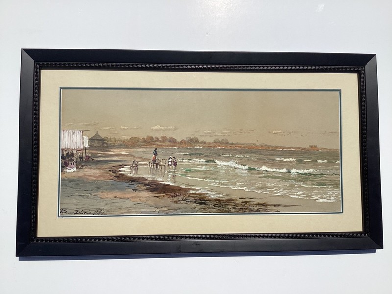 Edmund Darch Lewis Watercolor "Woman Along Shore" 1897 gallery