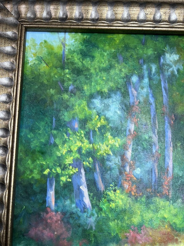 Oil on Canvas Painting Impressionist Colorful Trees in Forest Karla Runquist gallery