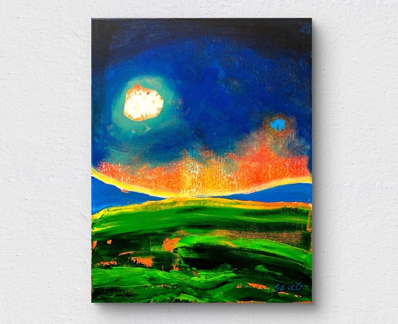 SLOOG Original Art Unique Expressionism Modern Abstract Landscape Art 11x14 gallery