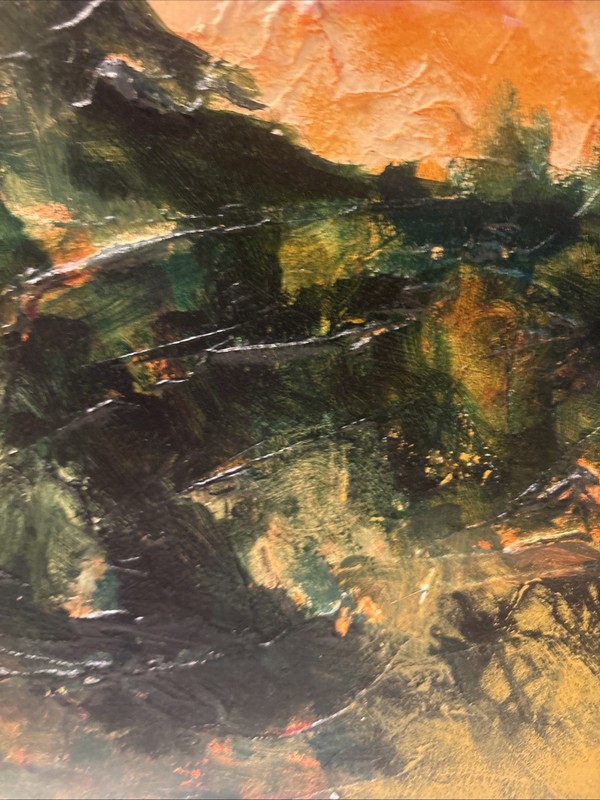 Arcylic Oil? PAINTING Dark Forest Textured ABSTRACT MID CENTURY 22”x15 gallery
