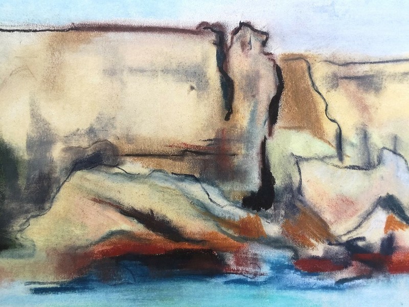 Fay Singer Abstract Pastel Painting Puye Chaco Canyon New Mexico Signed 18x12 1 gallery