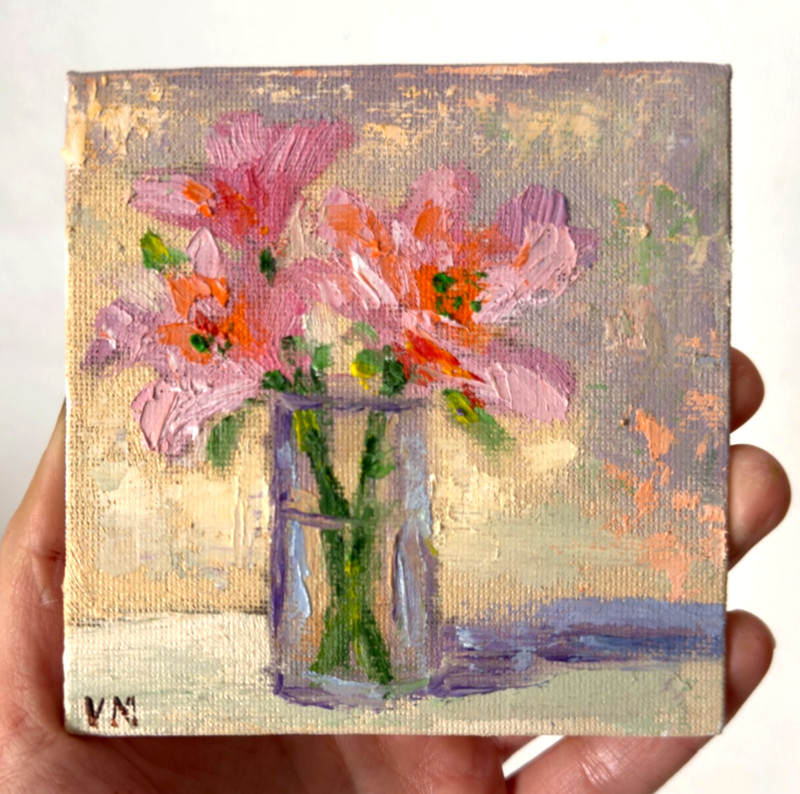 Original Oil Painting Flowers Impasto Still Life Bouquet Canvas Wall Art