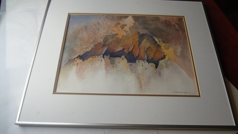 STELLA SCHWEITZER…COLORADO…WATERCOLOR of MESA VERDE CLIFF DWELLINGS