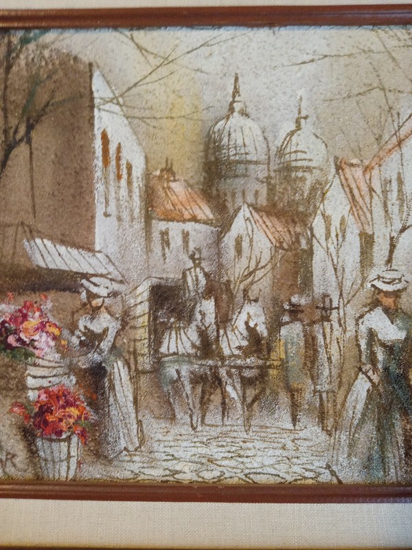 Vintage Original Boris Chezar Oil and Sand Painting 10"X8" Signed And Framed gallery