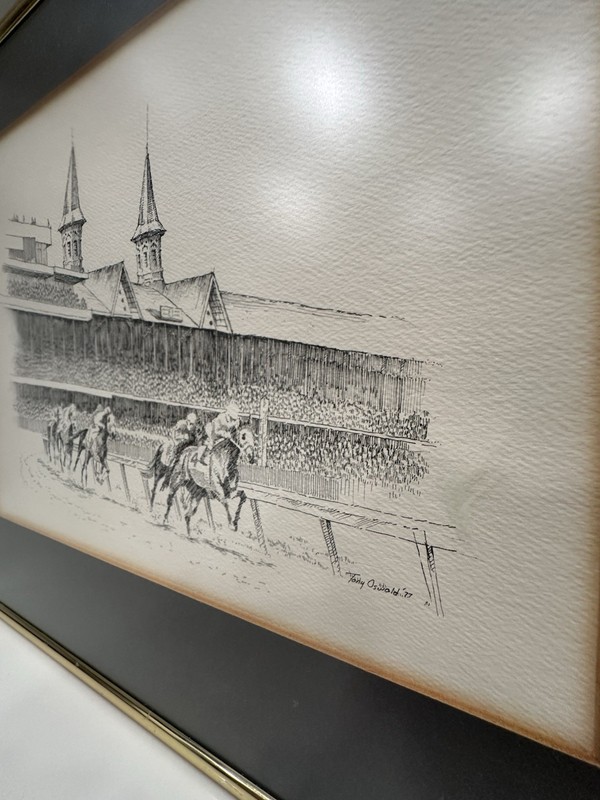 Signed Tony Oswald framed HORSE RACING ChurchillDowns gallery