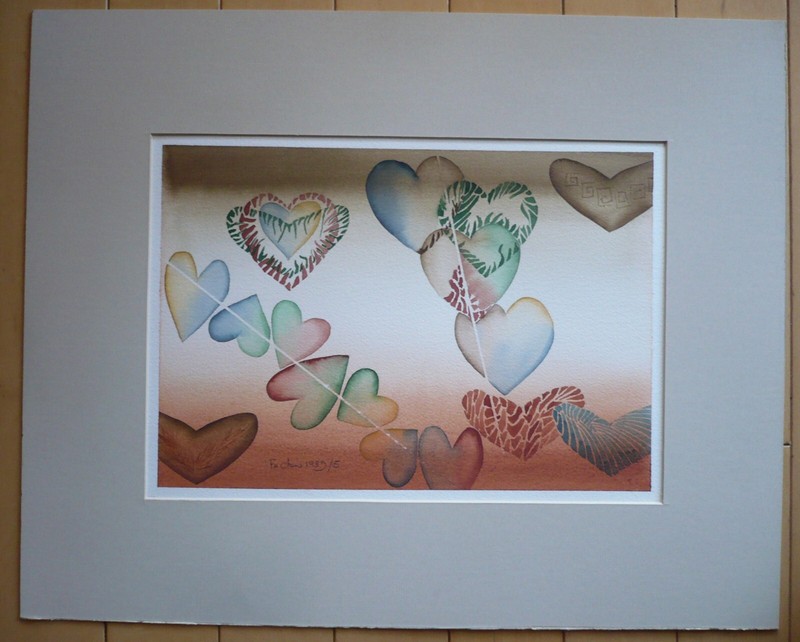 FU CHEN, WATERCOLOR ASIAN ABSTRACT – BEST OFFER OLD VINTAGE & LISTED ART
