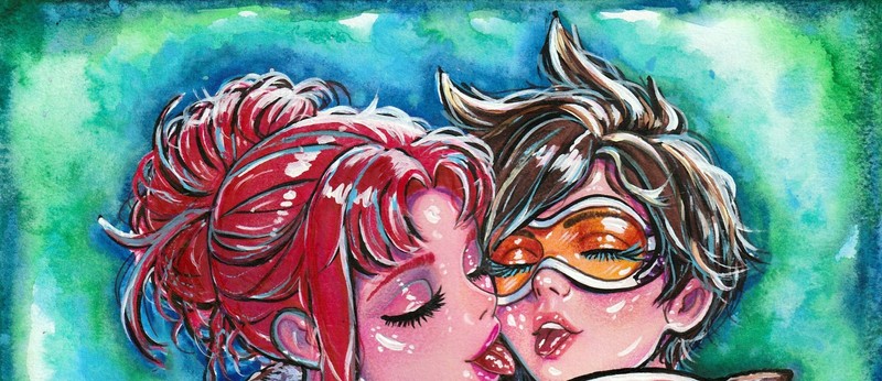 Original A4 Starfire Tracer Anime Fan Art Watercolor Painting OOAK Handmade LGBT