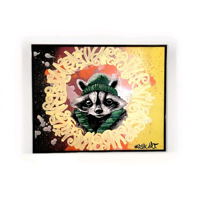 Picture Painting Raccoon 50/40 Hand Painted, Original, Modern, Art, Unique Cat Art gallery