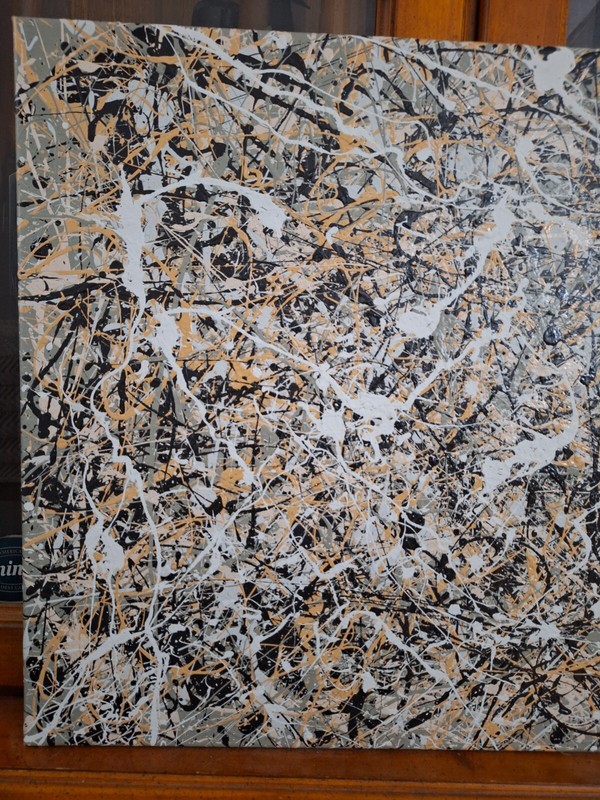 Original Abstract Action Painting jackson pollock style signed art decor paint gallery