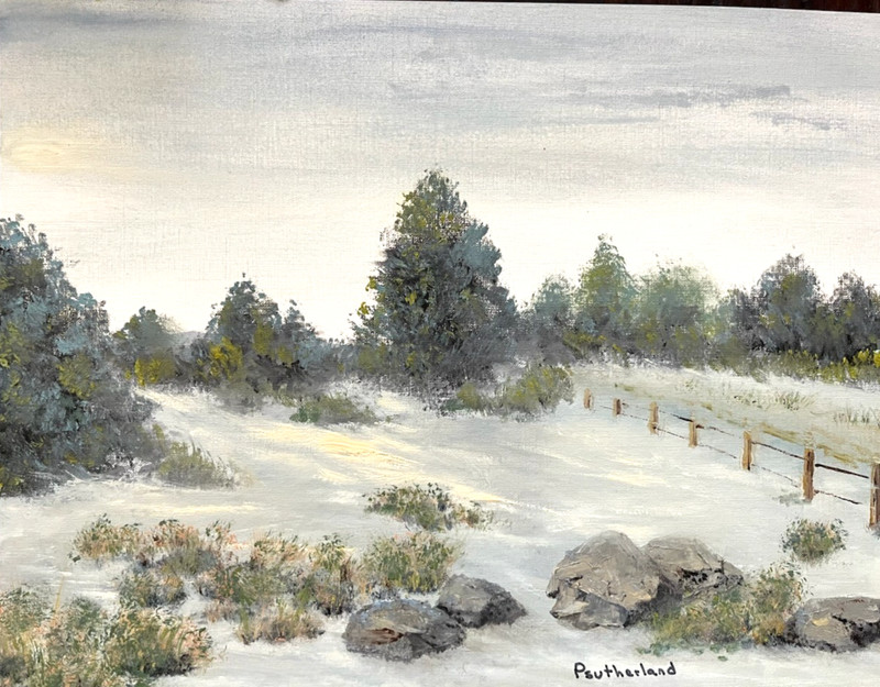 P. Sutherland signed original oil on art board landscape 16″x12″