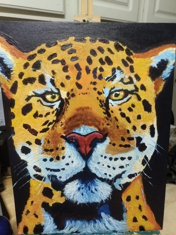 Jaguar original painting 12x16Hard Board Panel Canvas.Acrylic Painting