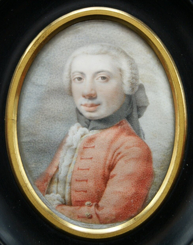 18TH BRITISH SCHOOL WATERCOLOR MINIATURE HANDPAINTING FRAMED PORTRAIT MILITARY