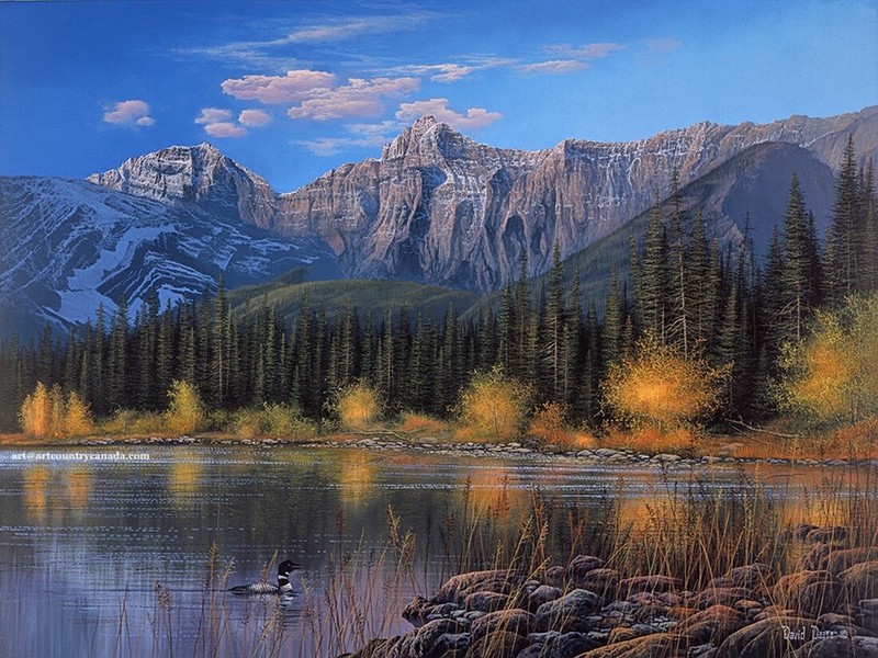 David DAASE » Kananaskis Lake & Loon » Limited Edition Canvas Mountain SIGNED
