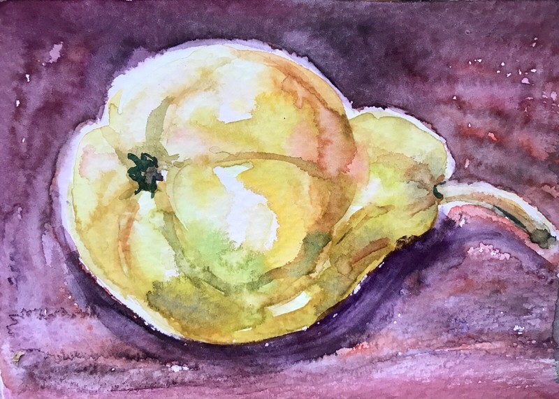 Pear Watercolor painting Original, Fruit Still life Wall Decor 4×6 Wall Art.