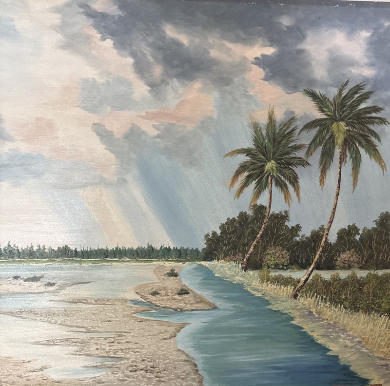 Beach Scene Acrylic On Board Signed OOAK Florida? Beach House Decor gallery