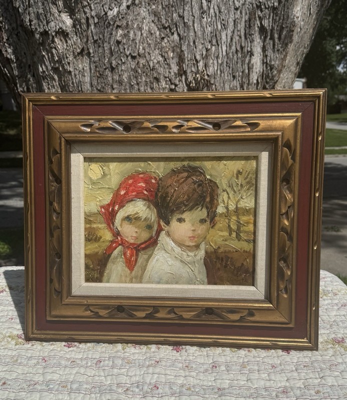 Christl Hansen “Friends” Original Framed Textured Painting 20”x17”