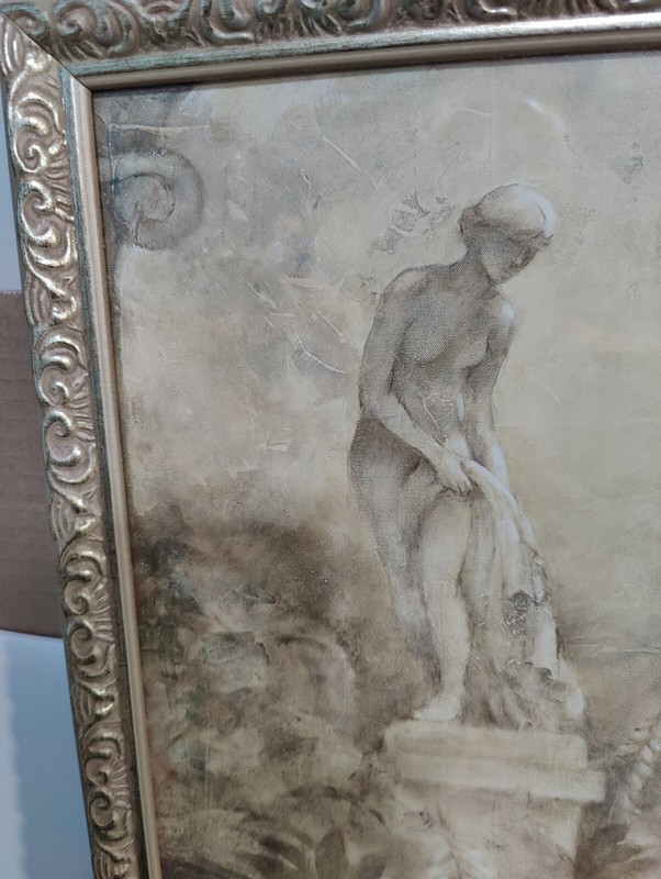 Framed Painting Garden Statue Signed by Aegina from Images gallery