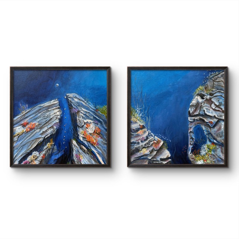 MARIANA TRENCH MYSTERIOUS OCEAN SET OF 2 (14×1) EXPRESSIONIST INTERIOR DESIGN