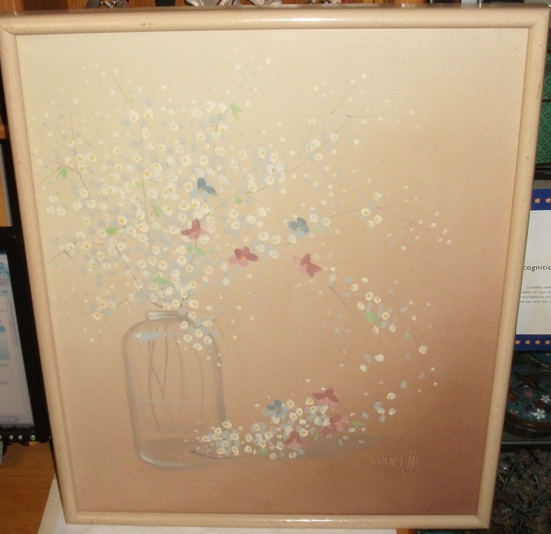 SEGUNDO HUERTAS AGUIAR FLOWERS IN A GLASS JAR ORIGINAL OIL ON CANVAS PAINTING