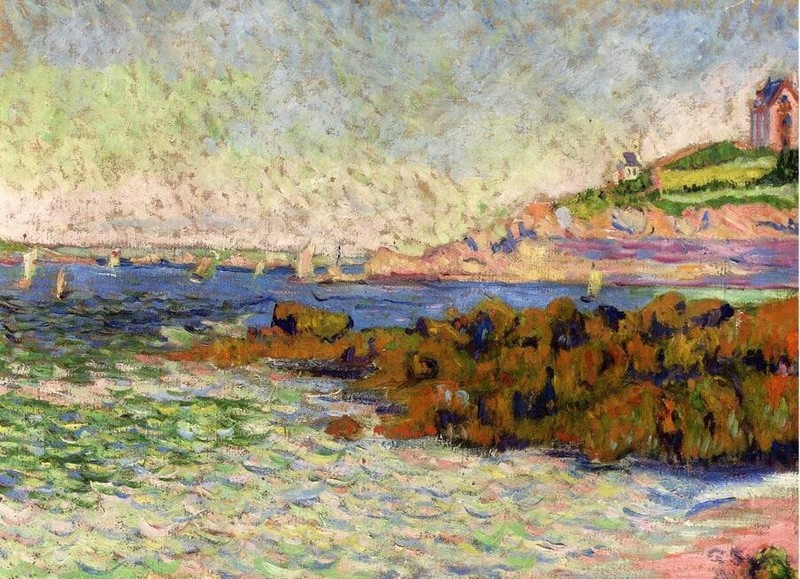 Nice Oil painting Paul-Signac-Saint-Briac-the-marker-Le-Cheval landscape canvas