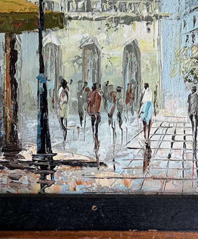 Vtg Paris Street Scene Oil Painting Signed Royer Impasto French Framed Art 9x11 gallery