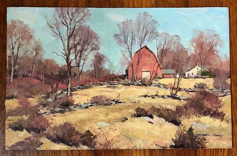 Bernard Corey Landscape Oil Painting Vermont Fall Barn Farm Scene Signed