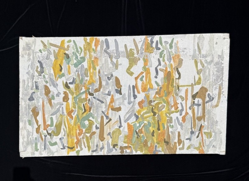 MCM Late-Wave Abstract Expressionist Oil Painting Large 35x20x3 Original Signed