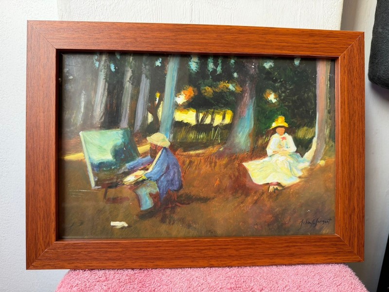 john singer sargent , framed oil painting on wood, sealed and signed.