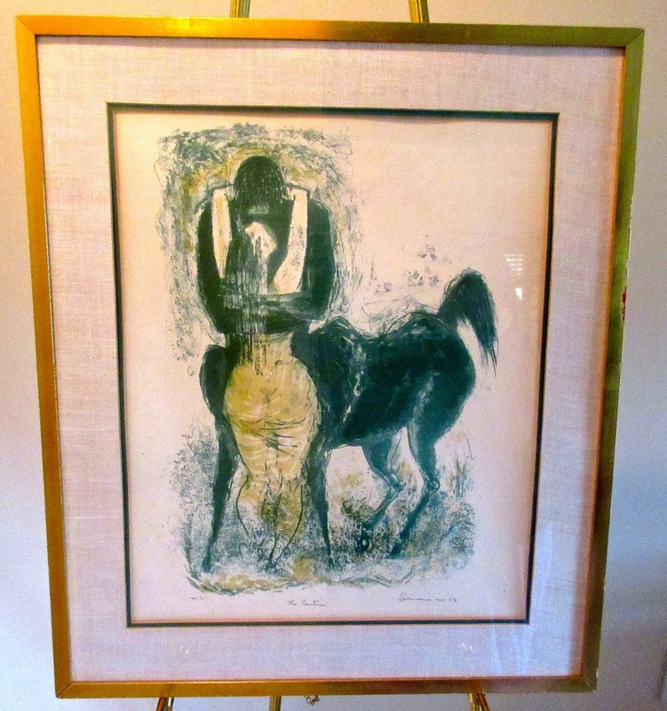 Original SIGNED Color Lithograph by BENTON SPRUANCE-“THE CENTAUR” ’62- Ed35 RARE