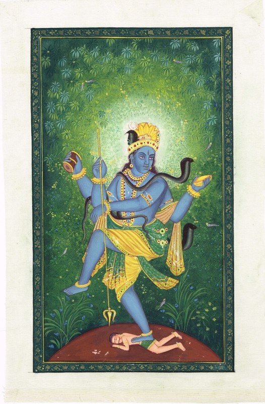 Handmade Indian Painting Of Lord Shiva Religious Art On Silk Cloth 7×11 Inches