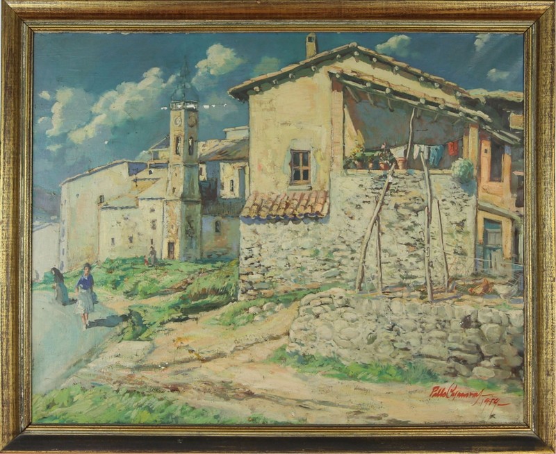 LANDSCAPE OF MALLORCA. CORONA CREEK. ILLEGIBLE SIGNATURE 1959.
